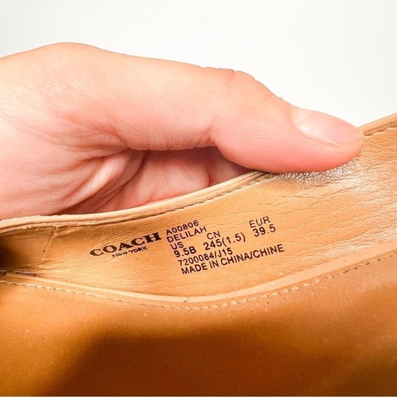 Coach Delilah Nude Patent Leather Peep Toe Heels Size 9.5 Women’s - Picture 6 of 6